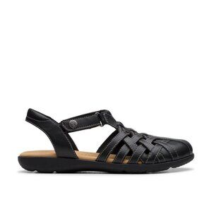 Elizabelle Mia Black Leather  Sandals
